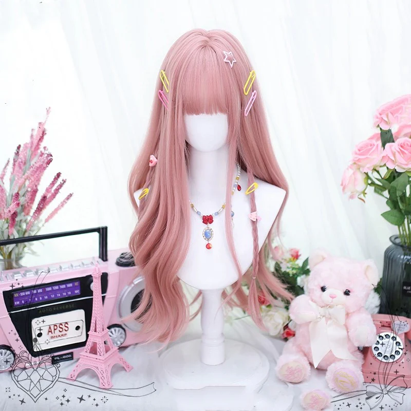 Lnternet celebrity pink girl long curly wig   HA2026 - Image 5