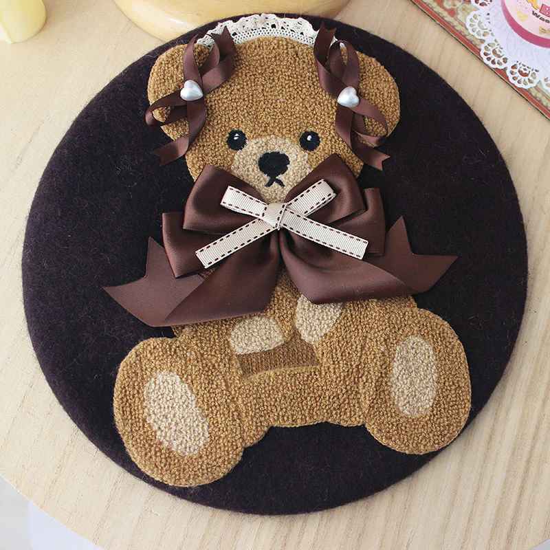 cute bear beret HA1056 - Image 7