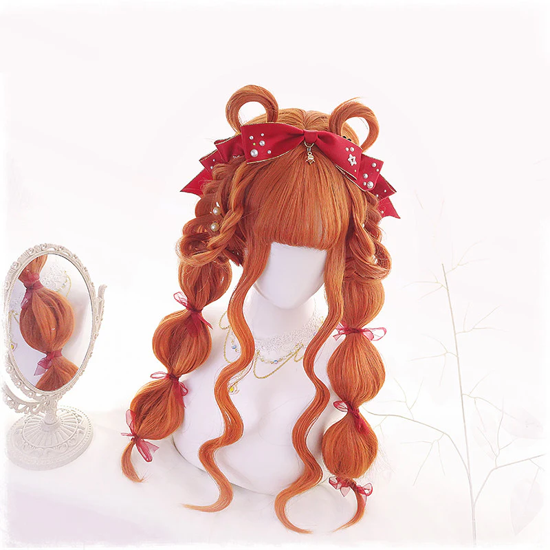 Lolita double ponytail orange wig HA0061 - Image 4