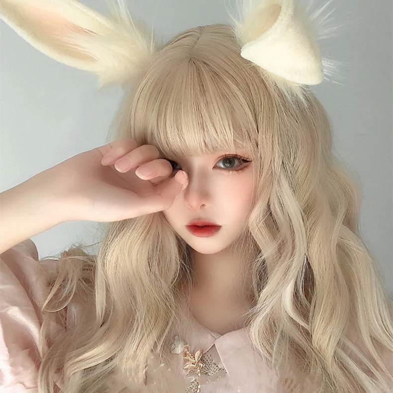 Long curly hair with natural bangs  HA0285 - Image 3