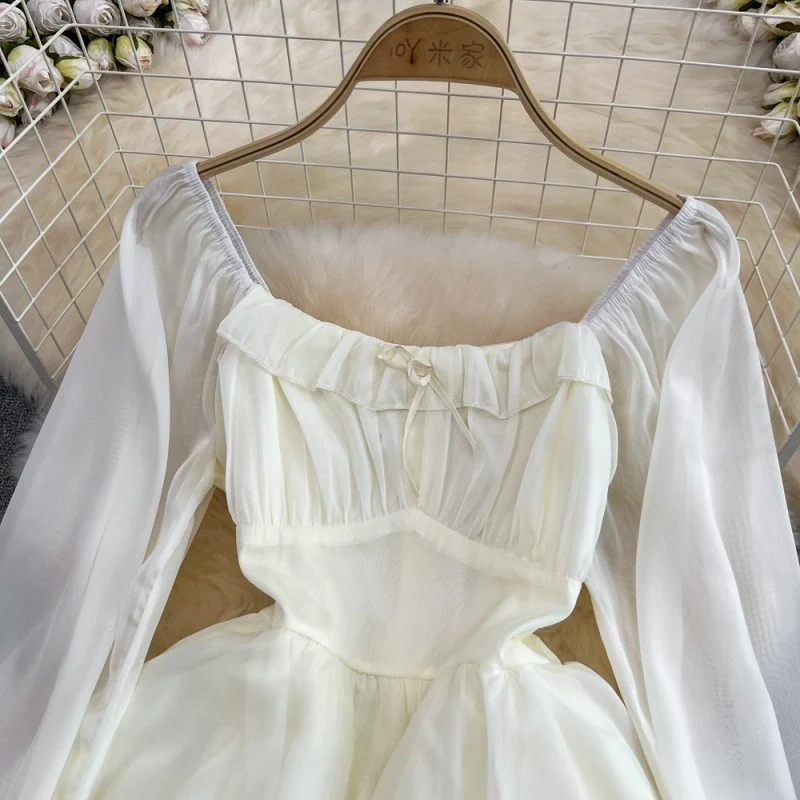 Long Sleeve A-Line Ruffle Dress HA1857 - Image 4