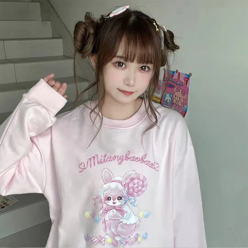 Long sleeve loose printed sweatshirt   HA0418 - Image 3