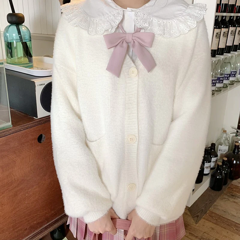 Long sleeve plush cardigan sweater   HA1476 - Image 2