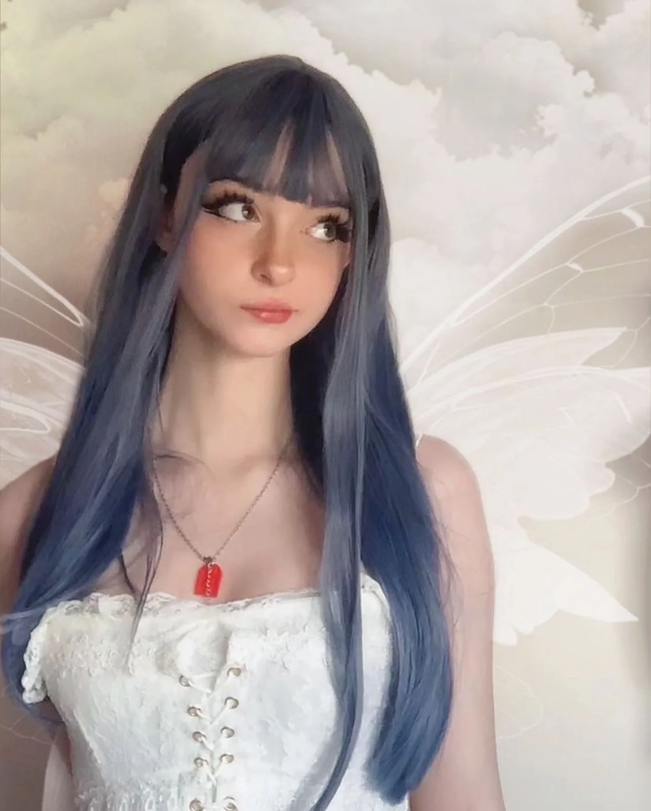 Long straight hair with blue air bangs HA0072 - Image 3