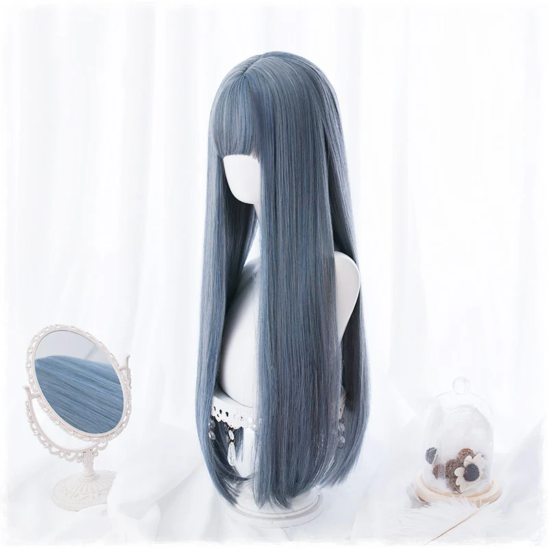 Long straight hair with blue air bangs HA0072 - Image 4