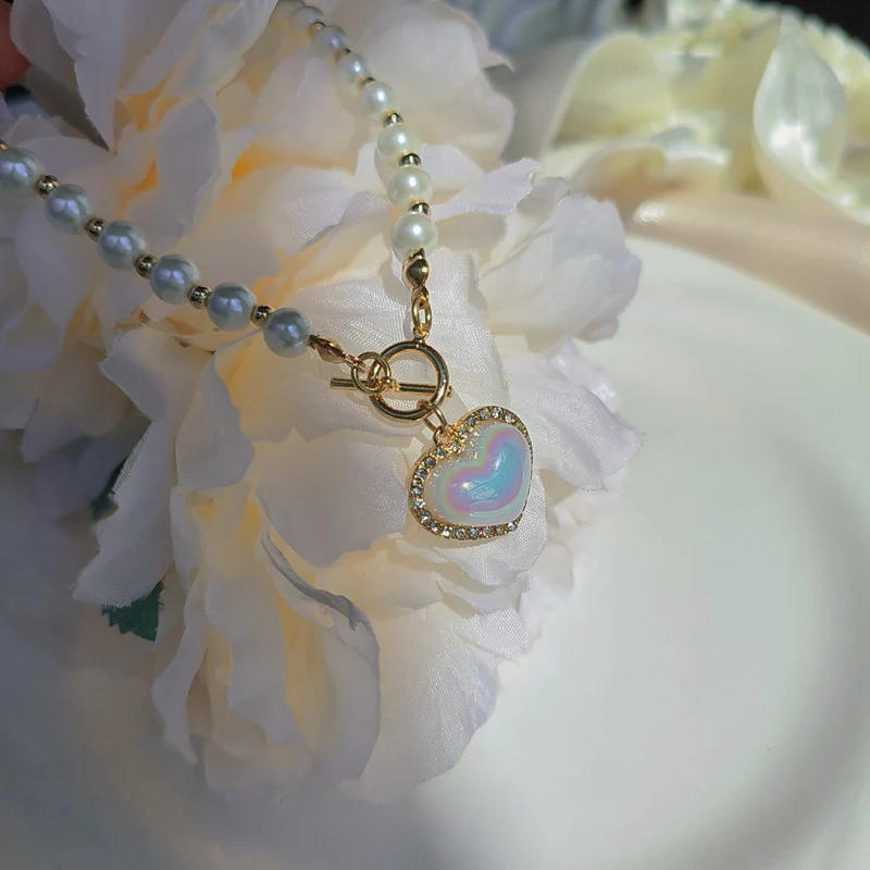 Love Pearl Clavicle Girl Necklace HA1066 - Image 4