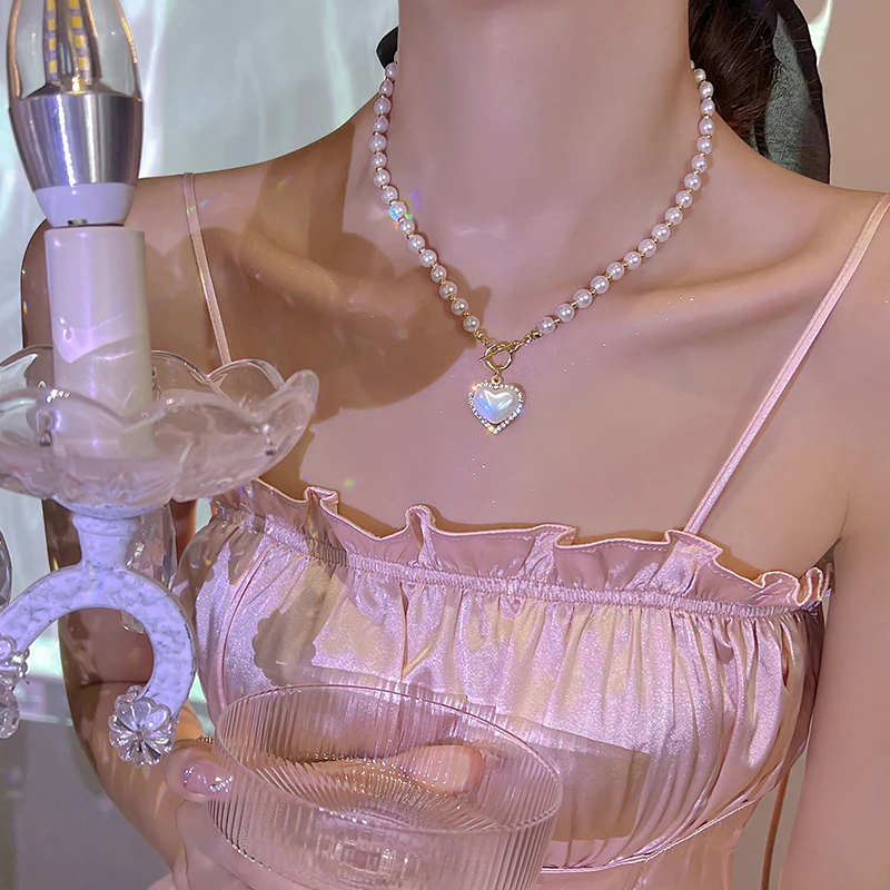 Love Pearl Necklace HA0989 - Image 2