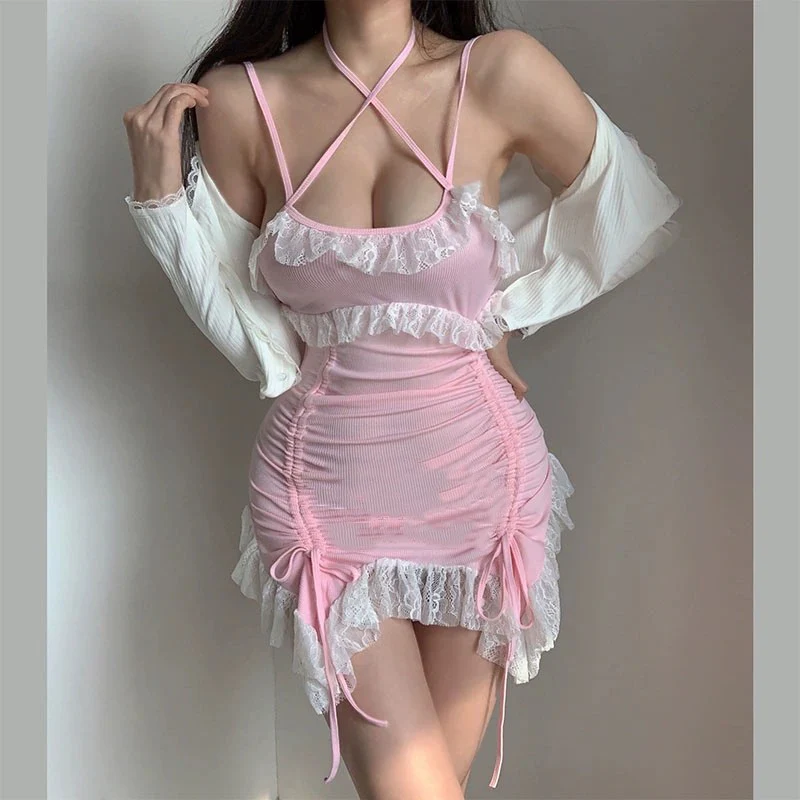 Lrregular Pleated Sling Dress   HA1639 - Image 2