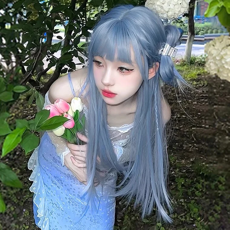 Mermaid Blue Long Straight Hair Wig HA1441