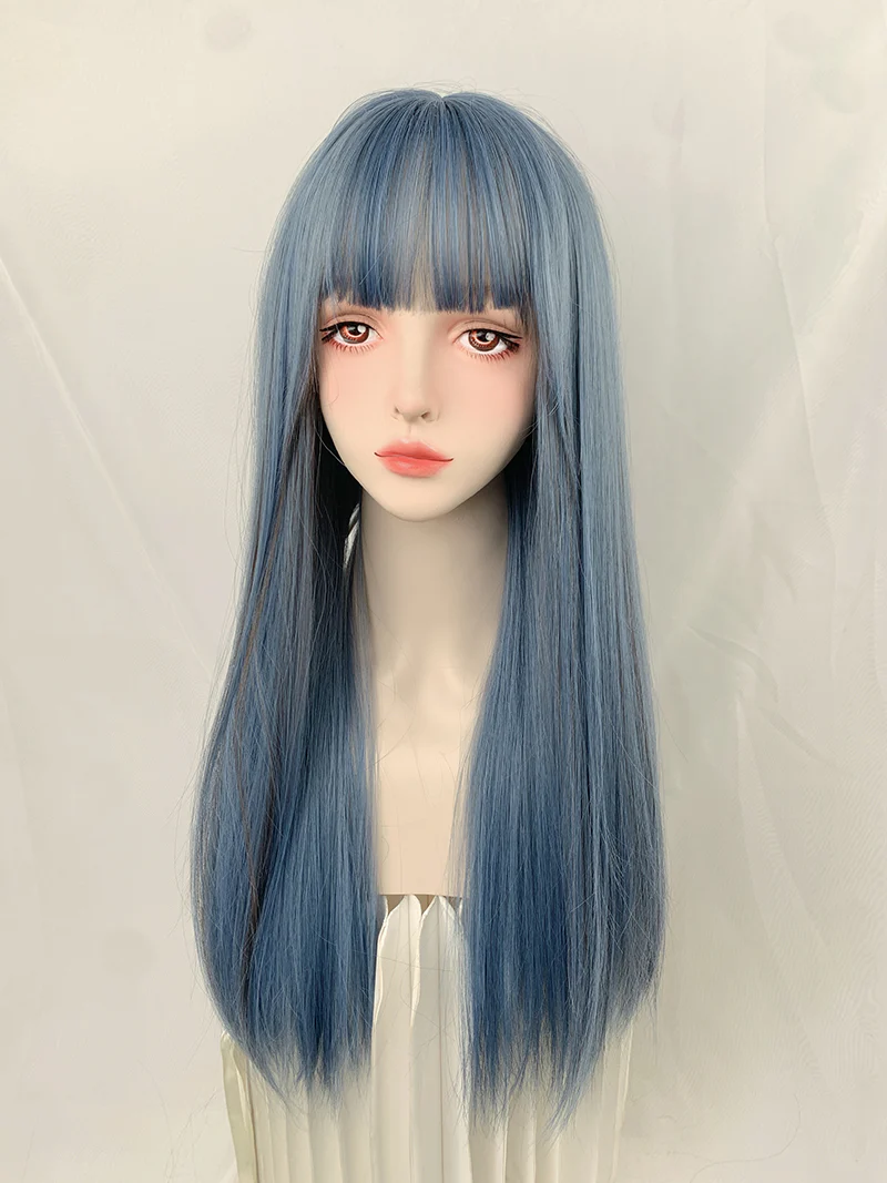 Mermaid Blue Long Straight Hair Wig HA1441 - Image 2