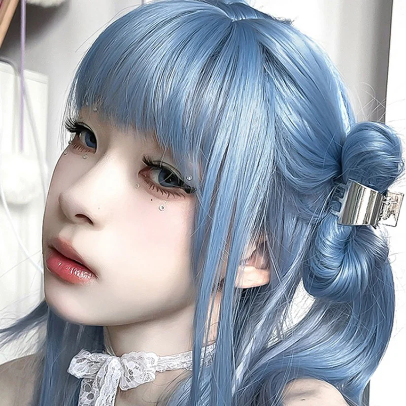 Mermaid Blue Long Straight Hair Wig HA1441 - Image 4