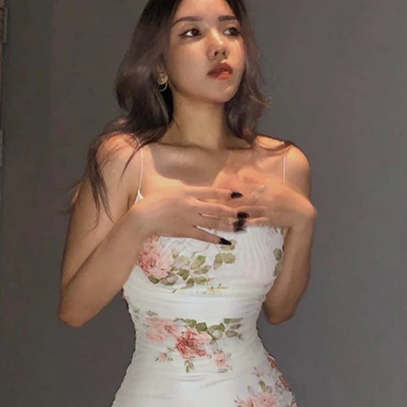 Mesh floral suspender dress HA1583 - Image 4