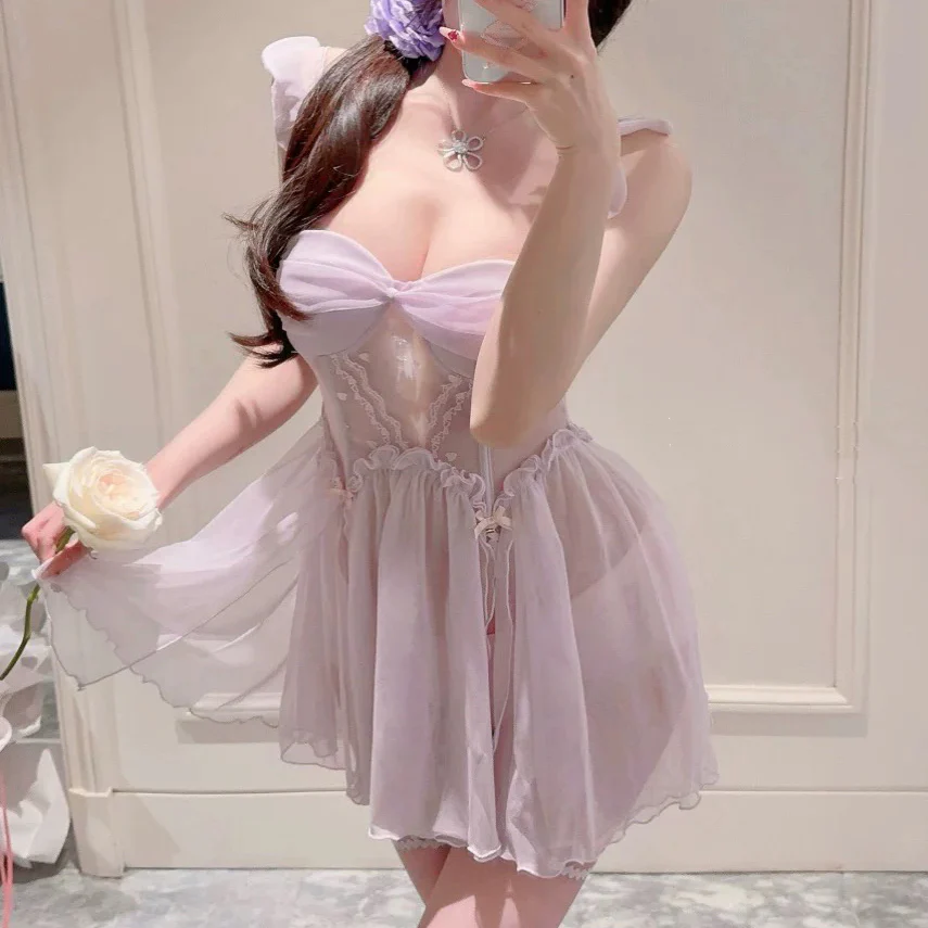Mesh hollow embroidery nightdress   HA2016 - Image 3
