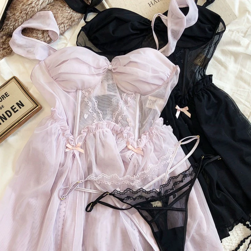Mesh hollow embroidery nightdress   HA2016 - Image 5