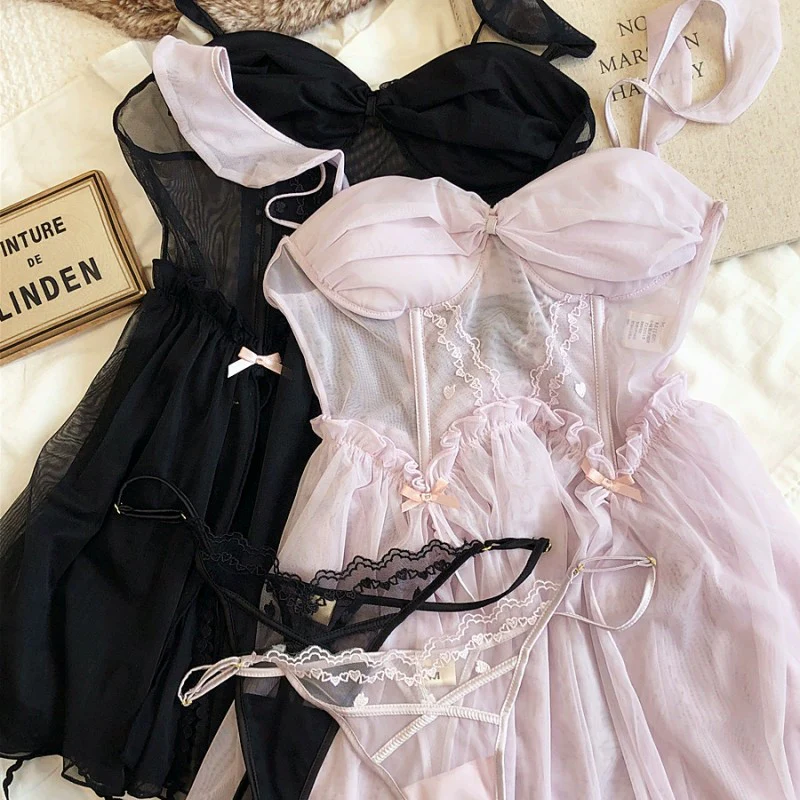 Mesh hollow embroidery nightdress   HA2016 - Image 6
