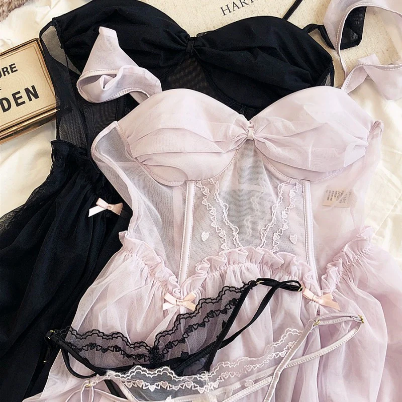 Mesh hollow embroidery nightdress   HA2016 - Image 8