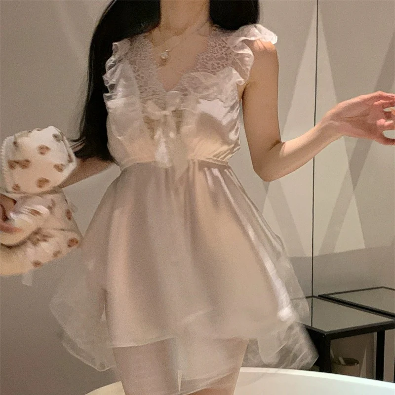 Mesh lace pajamas V-neck skirt   HA1956 - Image 2
