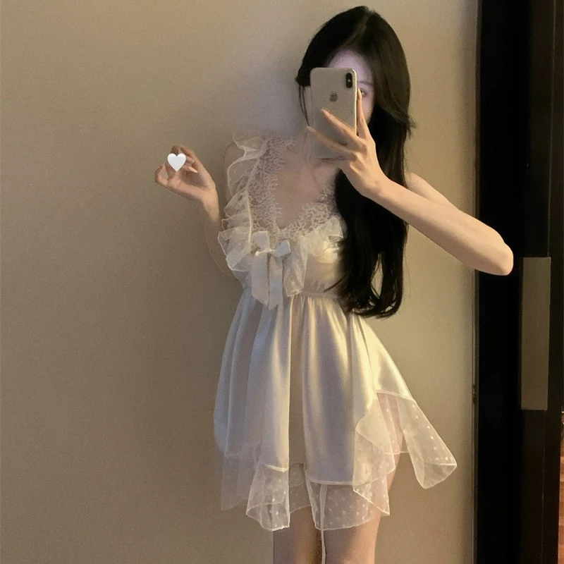 Mesh lace pajamas V-neck skirt   HA1956 - Image 6