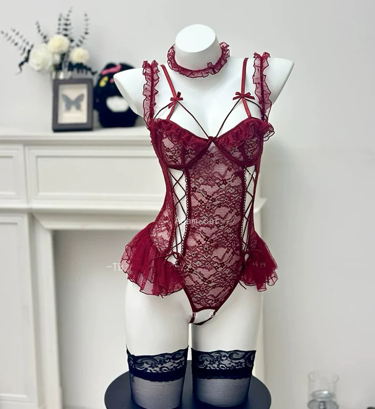 Mesh lace suspender bodysuit HA2991 - Image 2