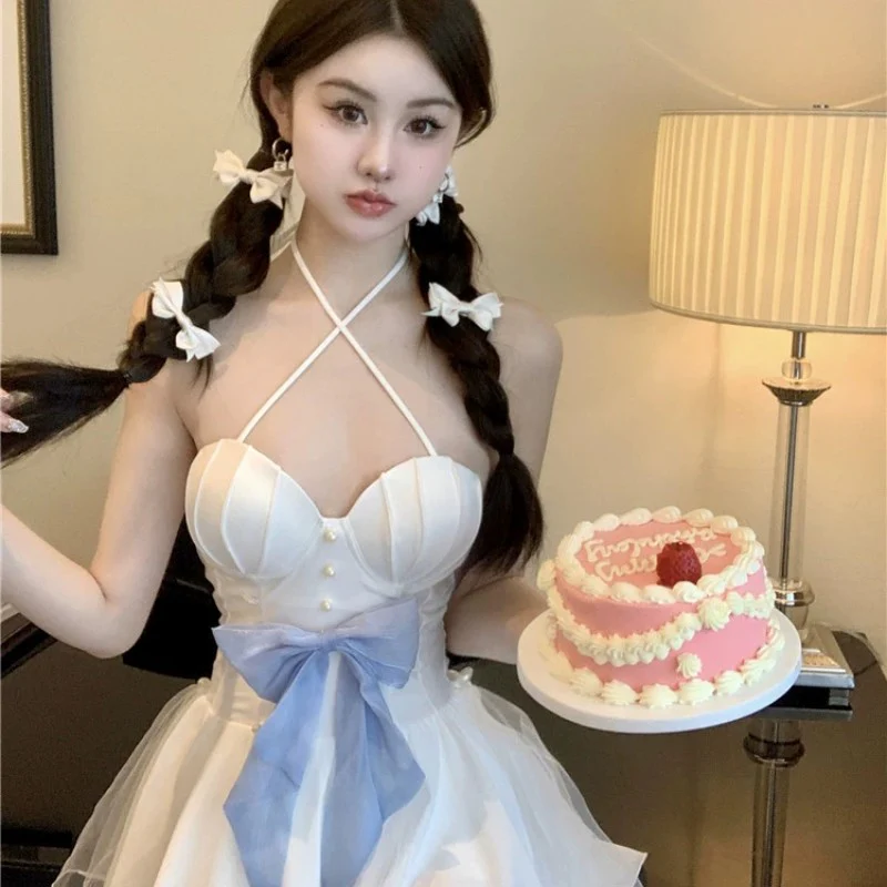 Mesh panel dress with bowknot   HA2018 - Image 4