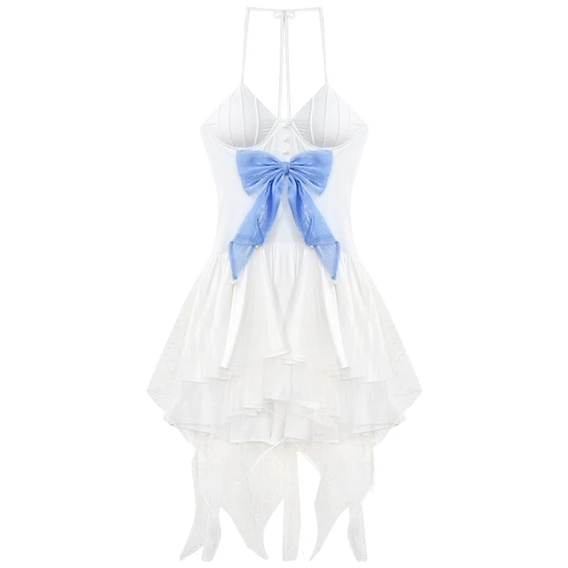 Mesh panel dress with bowknot   HA2018 - Image 6