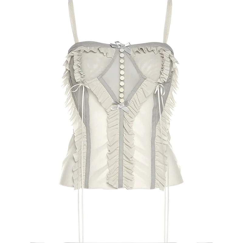 Mesh stitching camisole   HA2189 - Image 6
