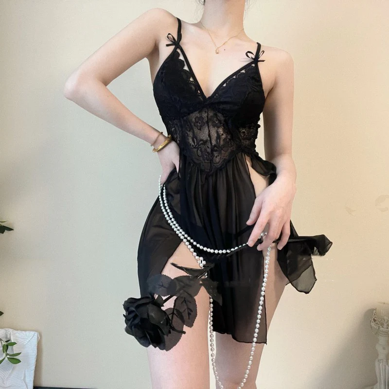 Mesh suspender one-piece nightdress   HA2074 - Image 3