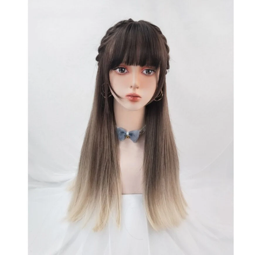 Milk tea brown gradient cute long hair HA0051 - Image 3