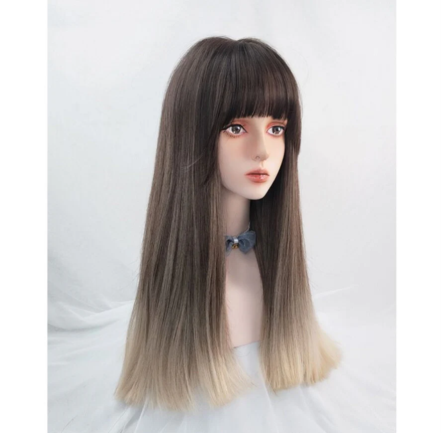Milk tea brown gradient cute long hair HA0051 - Image 4