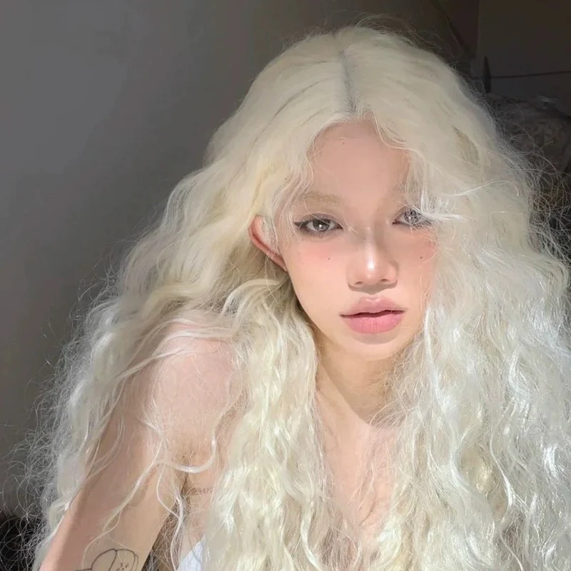 Milky white wool curly wig   HA1833 - Image 2