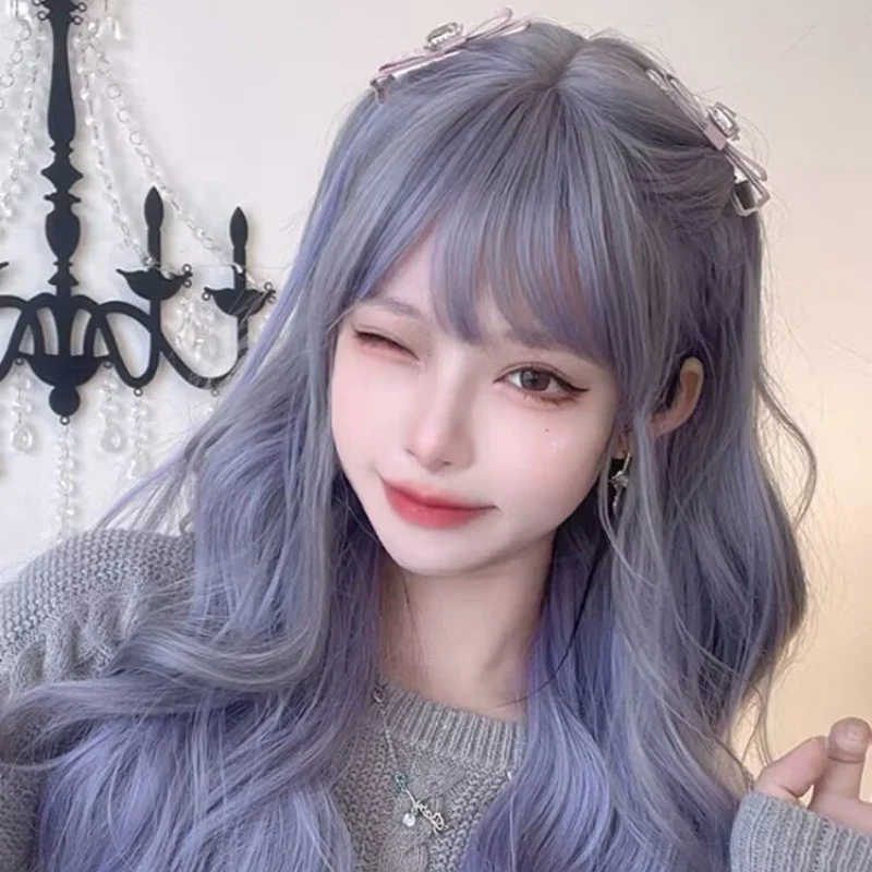 Natural bangs trim face long curly hair HA1620 - Image 3