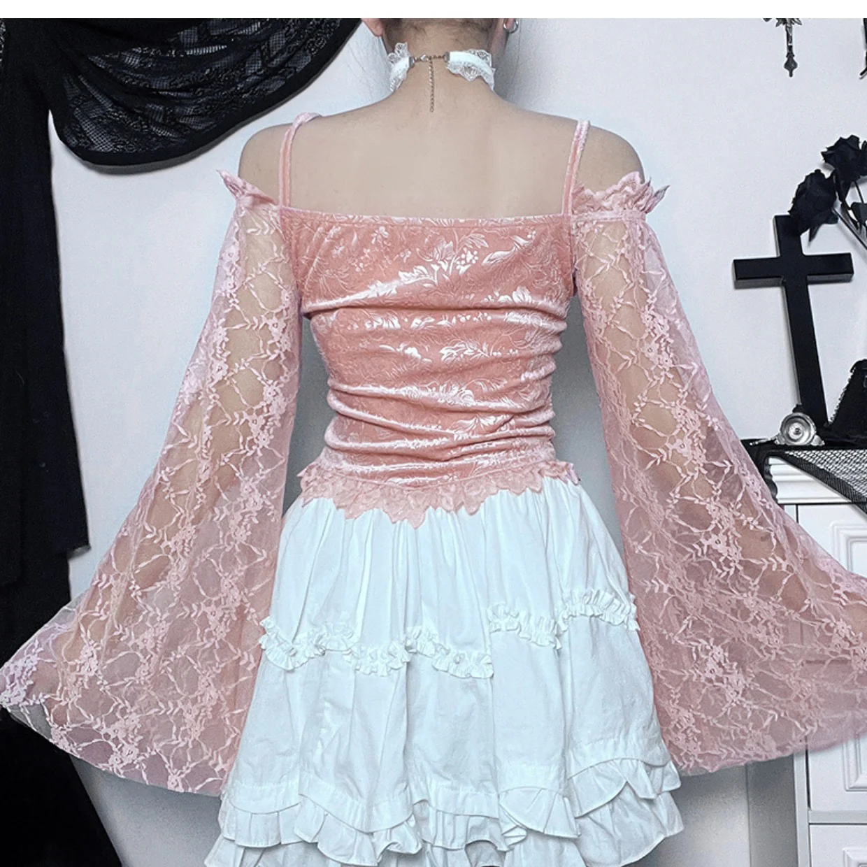 Off-shoulder flared sleeve T-shirt  HA1655 - Image 3