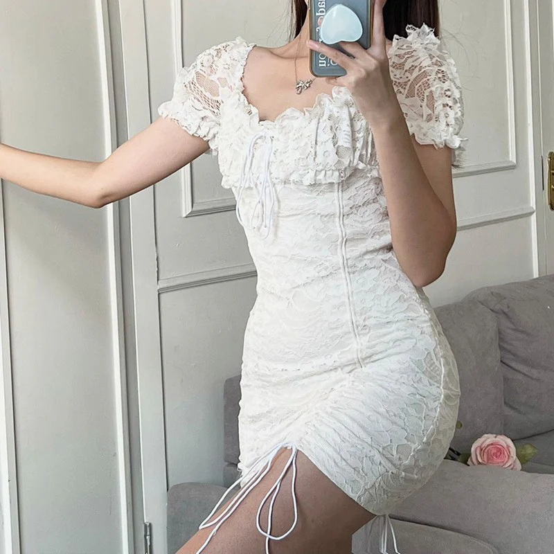 One shoulder drawstring bag hip skirt HA1594 - Image 4
