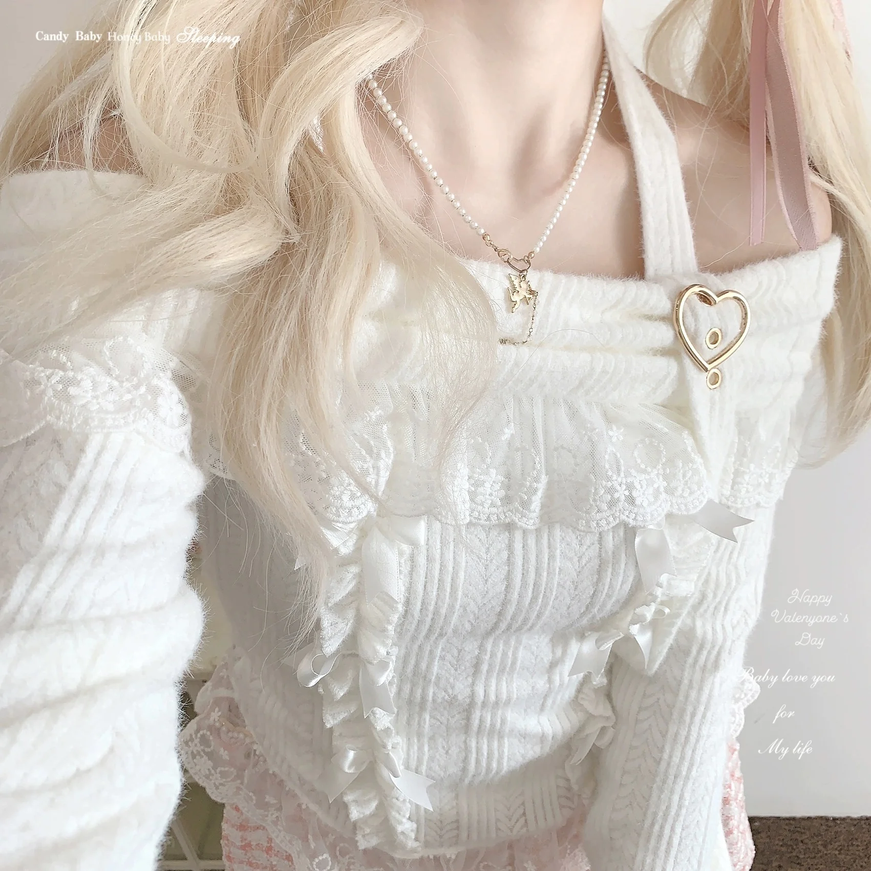 One shoulder love button long sleeve top HA2430 - Image 2