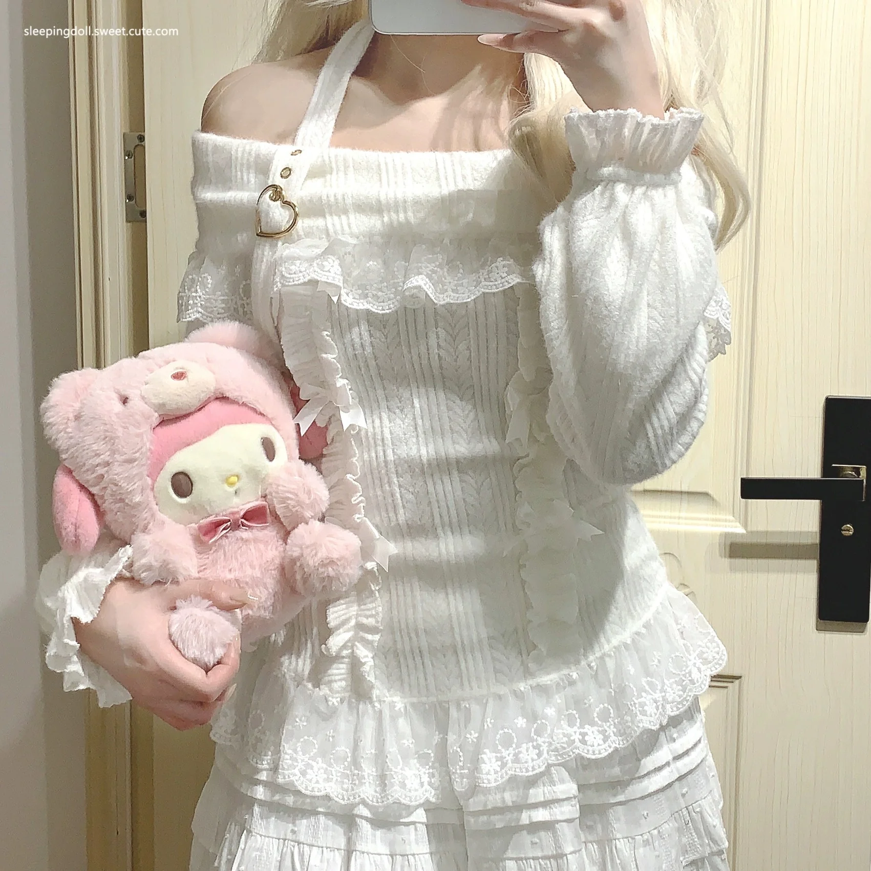 One shoulder love button long sleeve top HA2430 - Image 5