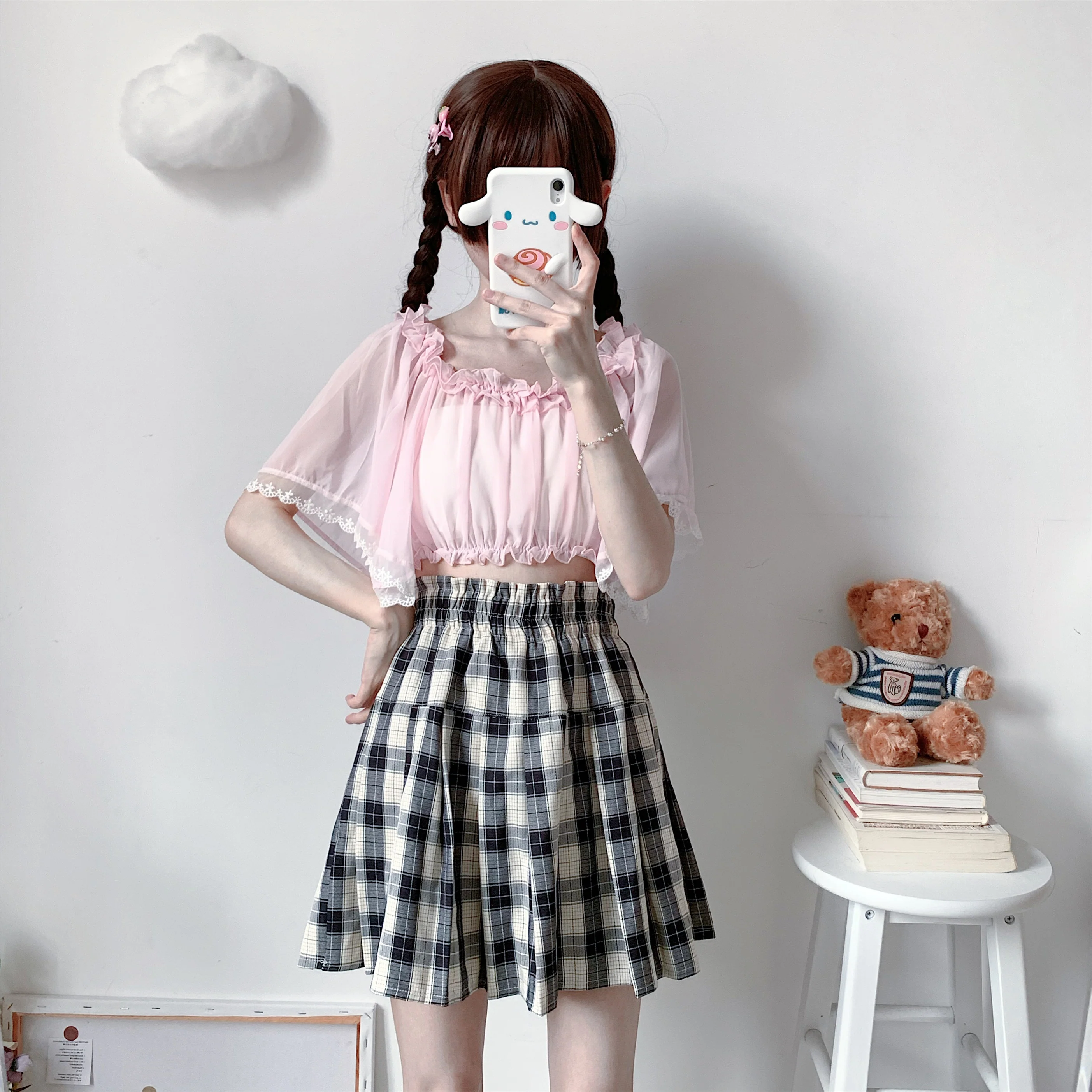 One word neck loose chiffon shirt top   HA1090 - Image 3