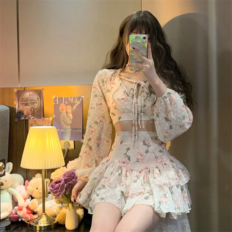 Open Back Puff Sleeve Floral Shirt HA2173 - Image 4