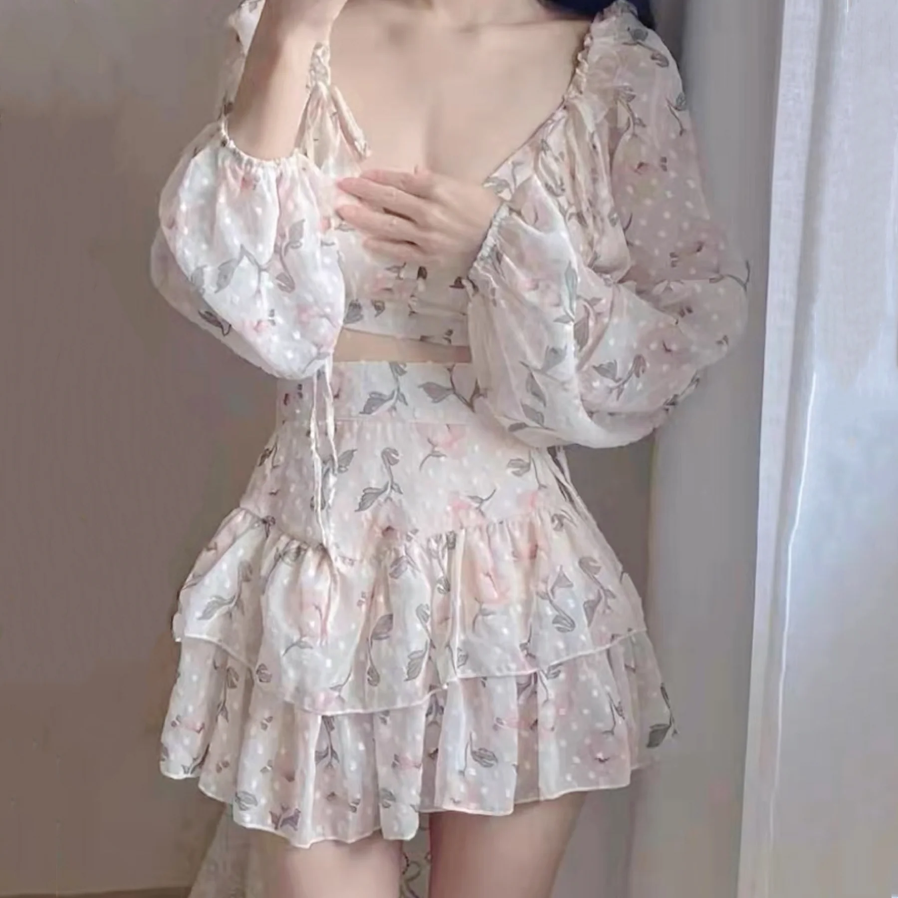 Open Back Puff Sleeve Floral Shirt HA2173 - Image 7