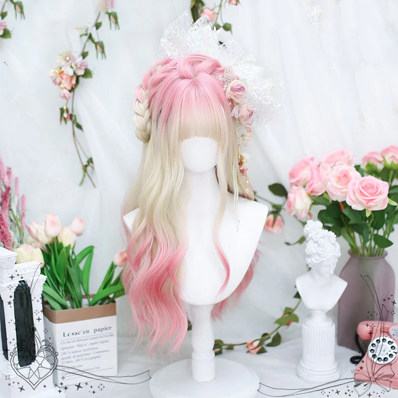 Peach pink natural long curly hair   HA1837 - Image 2