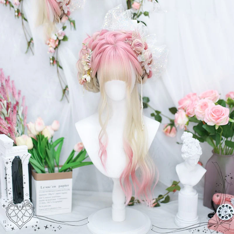 Peach pink natural long curly hair   HA1837 - Image 4