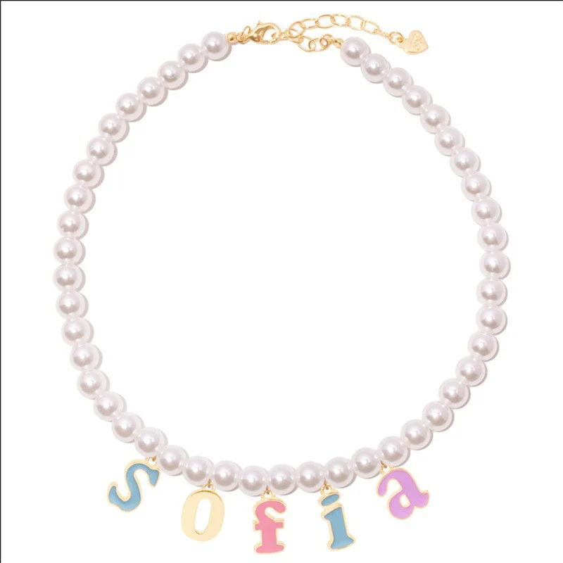 Pearl 26 Letters Pendant Necklace   HA1445 - Image 4