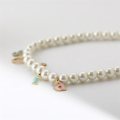 Pearl 26 Letters Pendant Necklace   HA1445 - Image 6