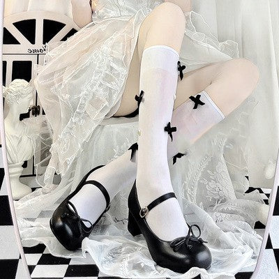 Pearl Bow Ballerina Calf Socks   HA1951 - Image 6