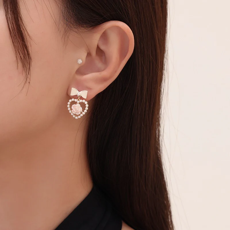 Pearl bow earrings   HA1797 - Image 4