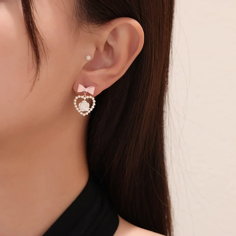 Pearl bow earrings   HA1797 - Image 5