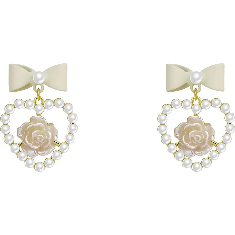 Pearl bow earrings   HA1797 - Image 6