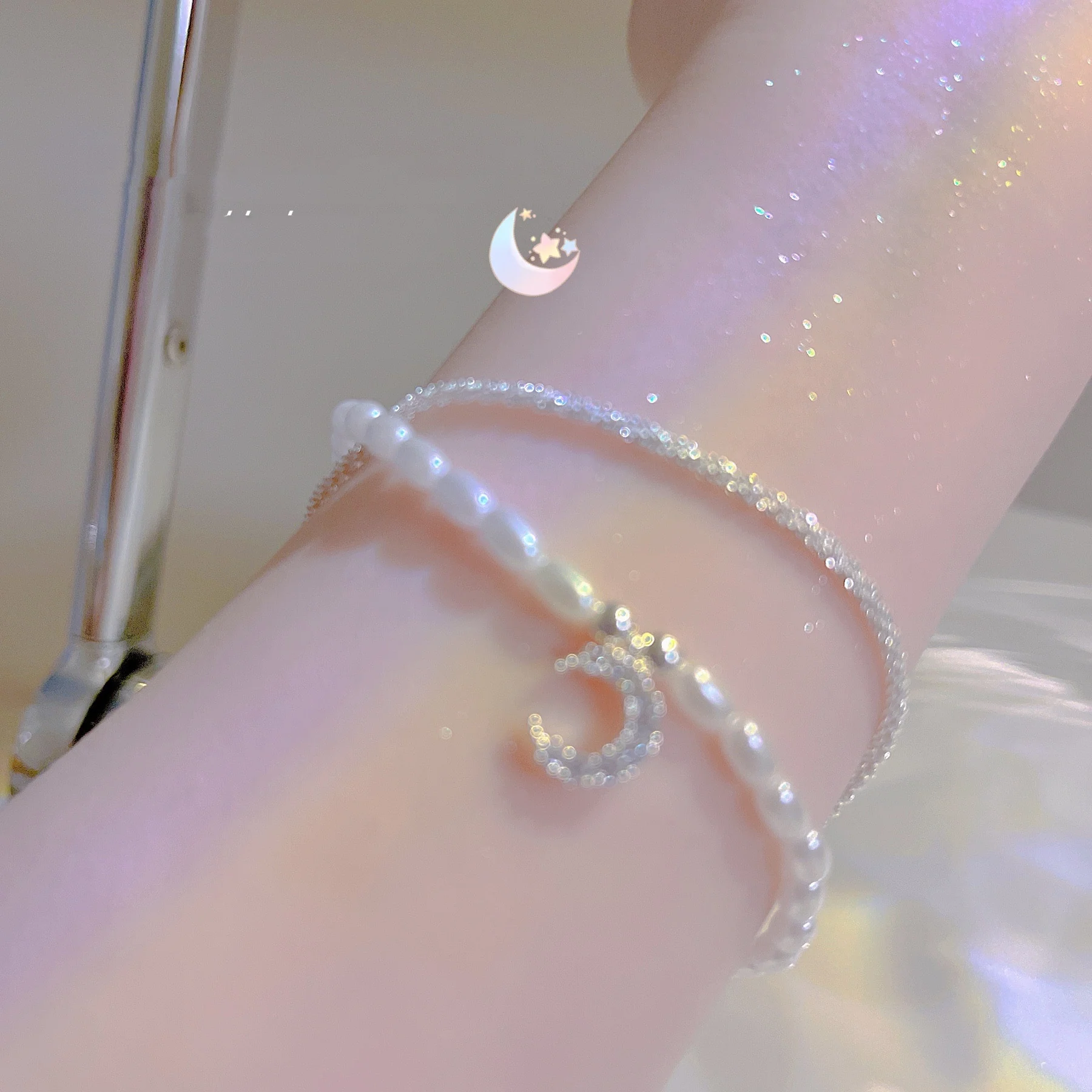 Pearl Double Moon Bracelet   HA0895 - Image 4