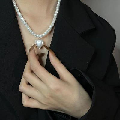 Pearl Heart Pink Bear Necklace   HA1227 - Image 6