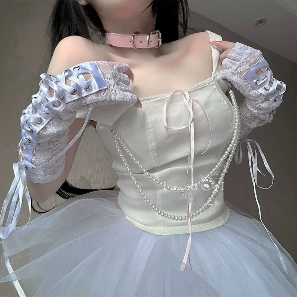 Pearl sling gauze skirt suit HA2550 - Image 5