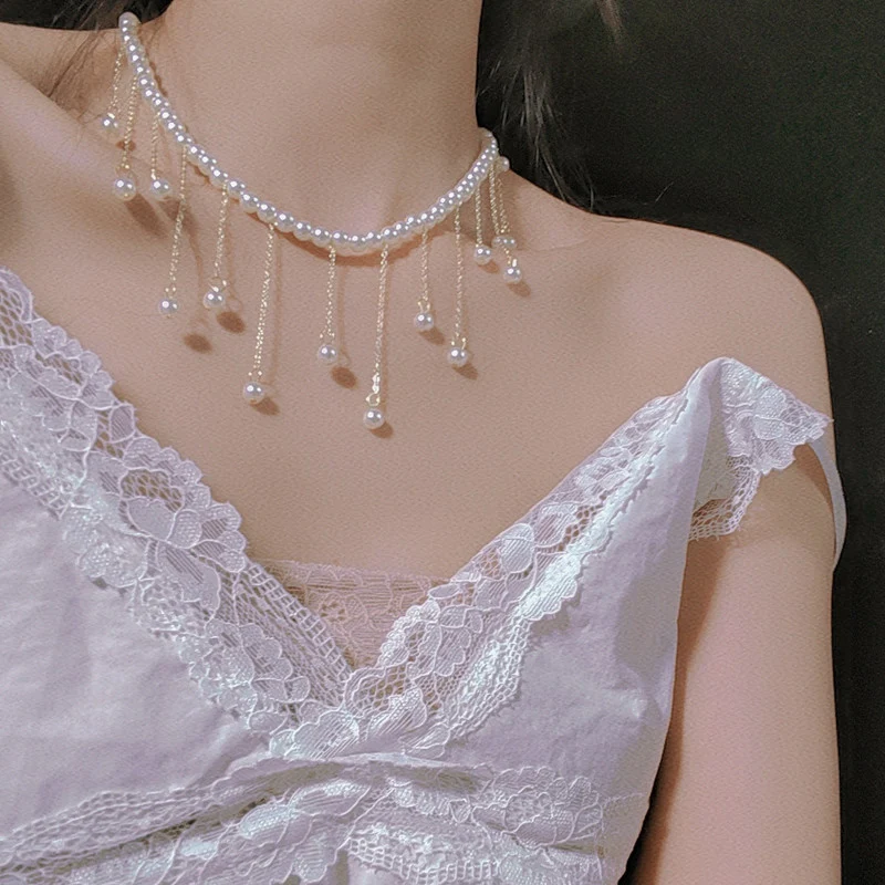 Pearl tassel collarbone chain HA1069 - Image 2